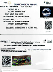 4.02/CT Natural Purple Sapphire with Govt Lab Certificate (34410)